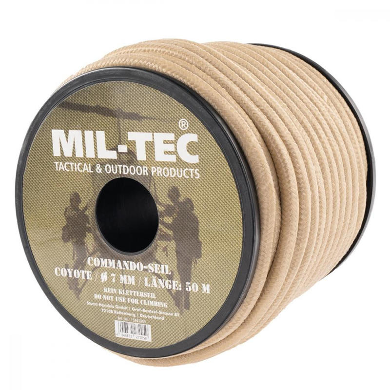 Паракорд тактичний Mil-Tec Мотузка паракордова 50м Койот COMMANDO-SEIL COYOTE 7MM (50M ROLLE) (15942005-007-50)