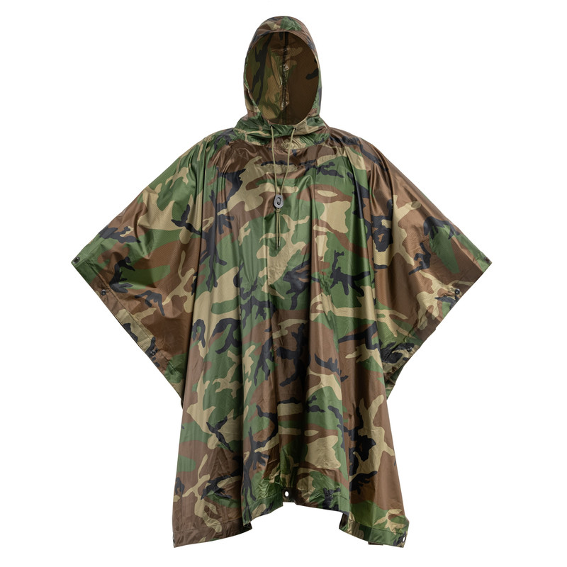 Пончо тактичне Helikon-Tex палатка Poncho One Size Woodland (PO-MUS-PO-03)
