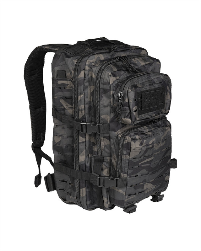 Рюкзак тактичний Mil-Tec Лазер 36Л Чорний камуфляж US ASSAULT PACK LG LASER CUT DARK CAMO (14002780-36)