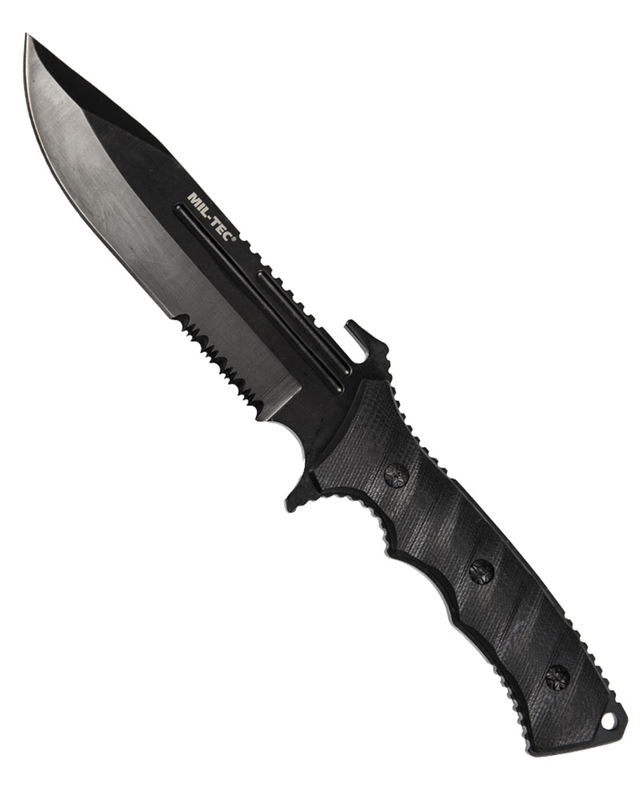 Ніж бойовий Mil-Tec Армійський Чорний KAMPFMESSER G10 M.NYLON SCHEIDE (15362700)