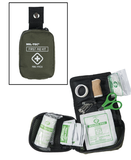 Міні аптечка тактична Mil-Tec укомплектована ПМД First Aid Kit Mini Pack Olive (16025800)