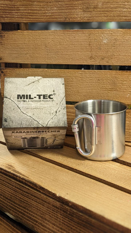 Кружка із карабіном 500мл Нержавіюча сталь Mil-Tec KARABINERBECHER 500 S/STEEL BLANK (14607900-500) — фото 3