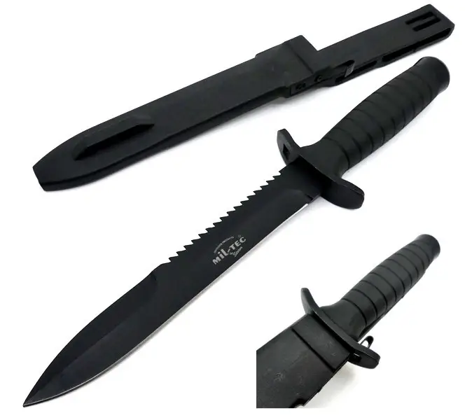 Ніж тактичний Mil-Tec Бойовий з пилкою в чохлі Чорний KAMPFMESSER M.SÄGE SCHWARZ U.SCHEIDE (15363502)