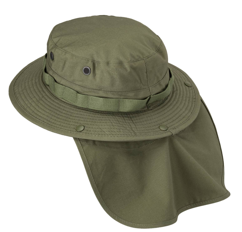 Панама тактична Helikon-Tex Універсальна із хвостом L Олива BOONIE Hat - PolyCotton Ripstop - Olive Green (KA-BON-PR-02-B05-L)
