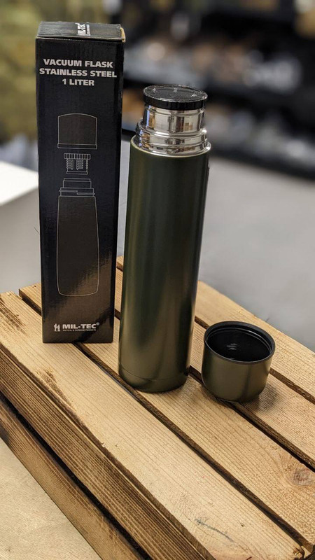 Термос 1 л Олива Mil-Tec VAKUUM THERMOSFLASCHE S/STEEL 1L OLIV (14532000-1000) — фото 2
