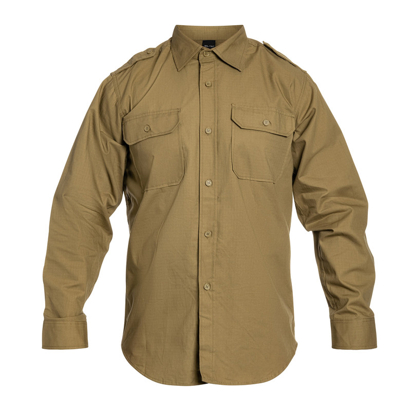 Сорочка тактична Mil-Tec Ripstop Tactical Shirt Long Sleeve S Coyote (10915005-902-S)