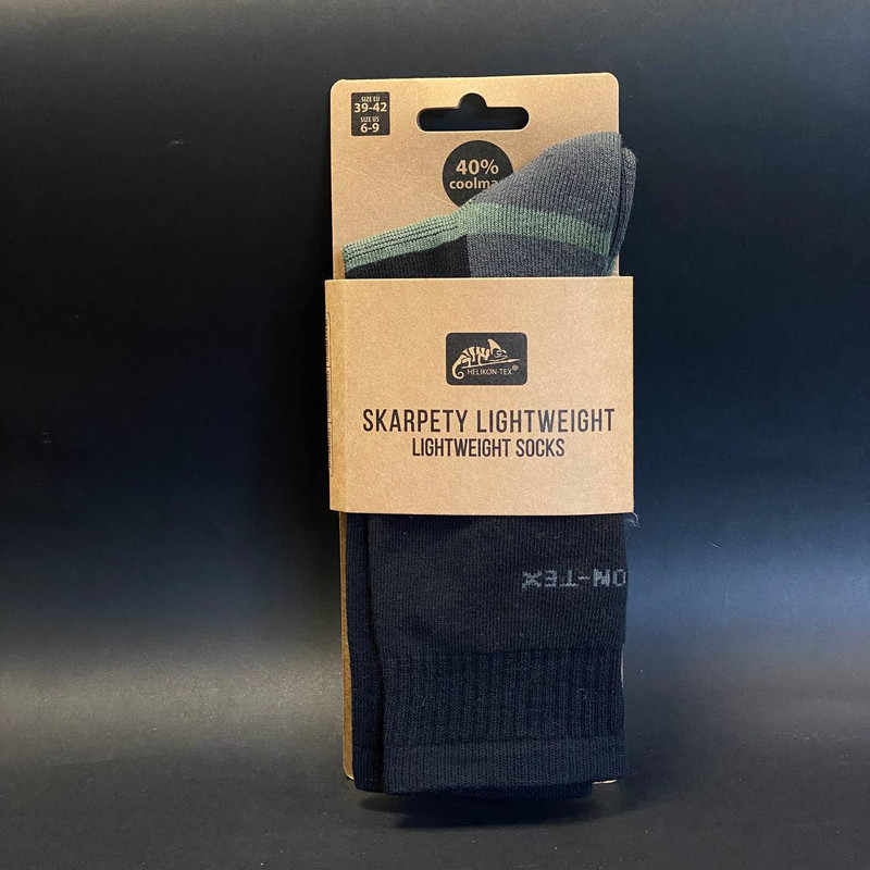 Шкарпетки тактичні 39-42 Чорні Helikon-Tex Кулмакс (літо, весна, осінь) Skarpety Lightweight Coolmax 39-42 Czarne (SK-LWT-CM-01-B04-39-42)
