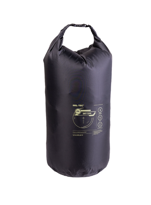 Сумка гермомішок Mil-Tec Універсальна водонепроникна 25Л Чорна DRY BAG 25L SCHWARZ (13878202-25)