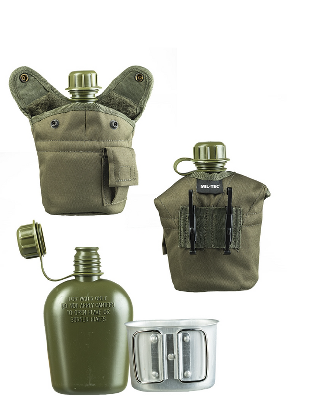 Фляга Mil-Tec 900ML з алюмінієвою чашкою Plastic Canteen Cover and Mug Olive (14506001-900)