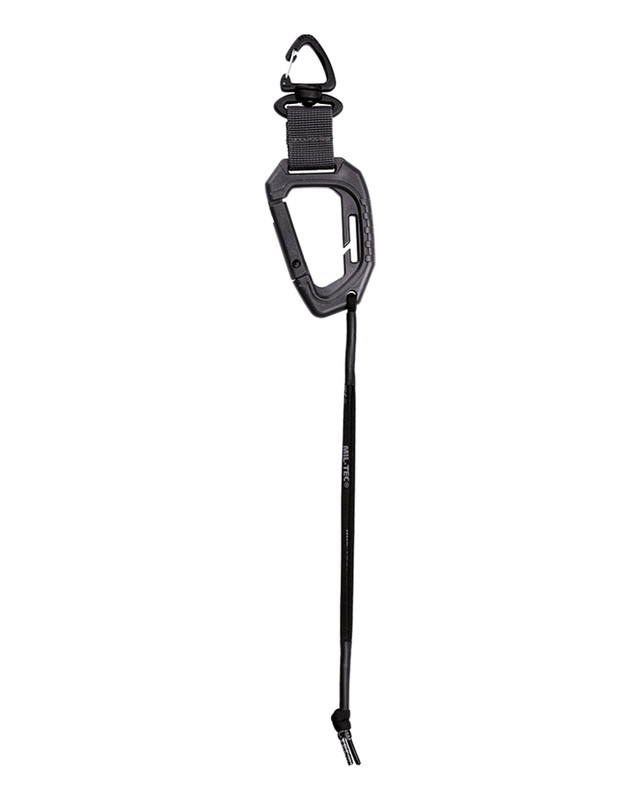 Карабін тактичний Mil-Tec 9см із мотузкою 27см Missiongear Carabiner Black (15915002)