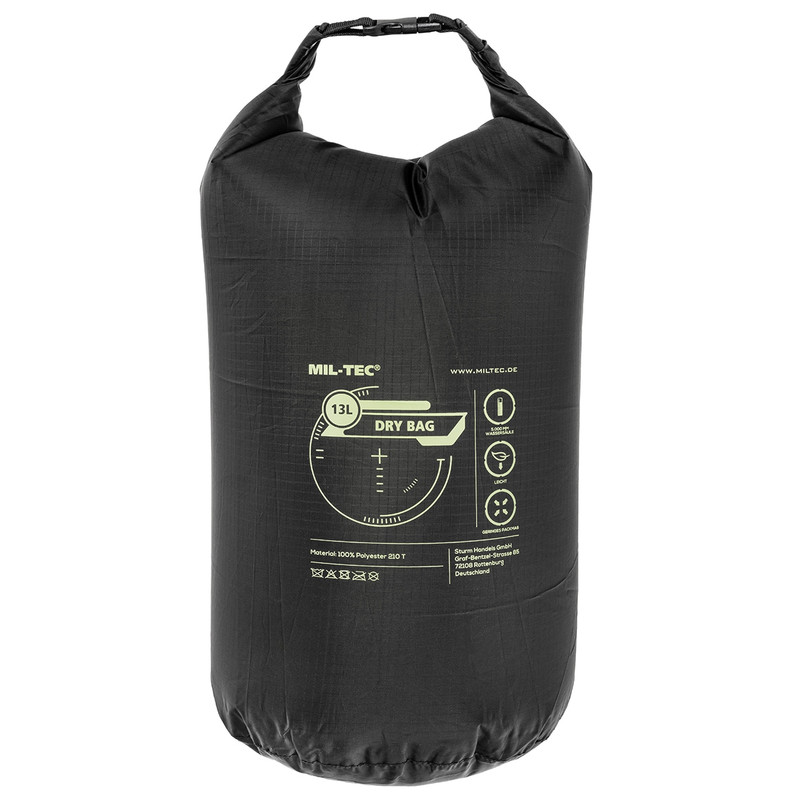 Сумка гермомішок Mil-Tec водонепроникний Drybag Waterproof Bag 13Л Black (13878102-13)