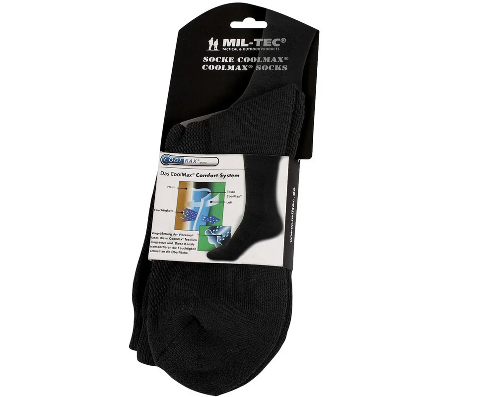 Шкарпетки тактичні армійські Mil-Tec 44-45р. Кулмакс (3 seasons) Чорні SOCKE COOLMAX SCHWARZ (13012002-004-44-45)
