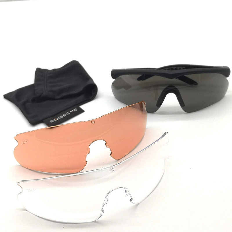 Окуляри тактичні SWISS EYE Балістичні Із змінними лінзами Чорні SCHUTZBRILLE SWISS EYE RAPTOR SCHWARZ (15620000)