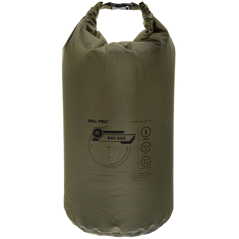 Сумка гермомішок Mil-Tec водонепроникний Dry bag 5л Olive (13877901-5)
