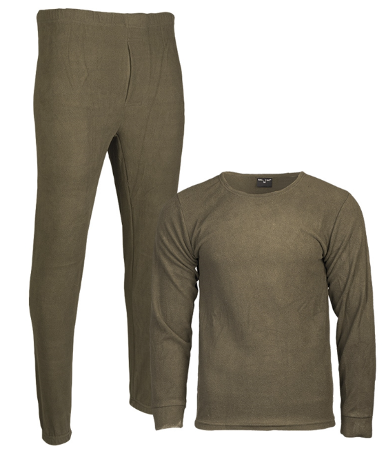 Термобілизна тактична Mil-Tec Флісова утеплена зимова XL Олива UNTERWÄSCHE THERMOFLEECE RUNDH.OLIV (11221001-905-XL)