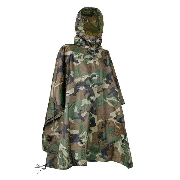 Пончо тактичне Mil-Tec One size Мультікам Уламковий Плащ-палатка RipStop PONCHO PE R/S 780GR. WOODLAND (10630020)