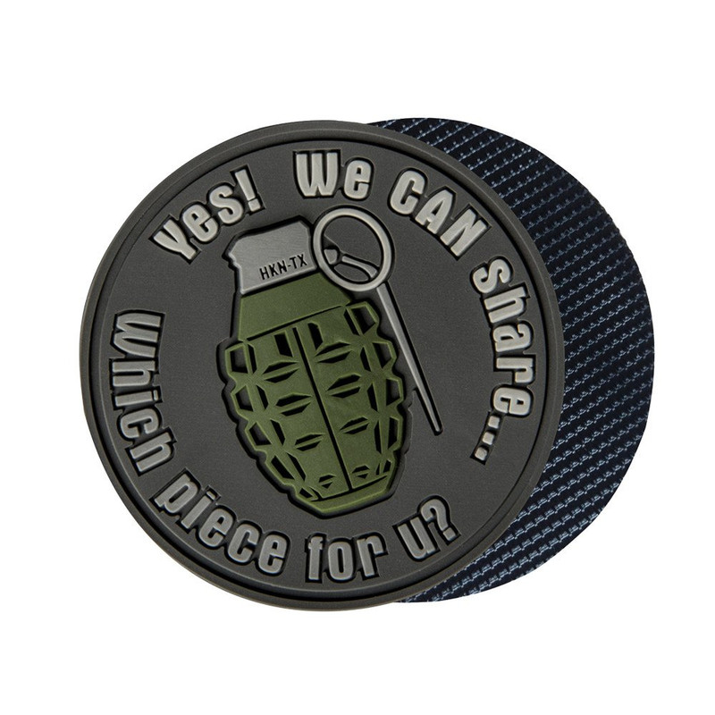 Шеврон тактичний Helikon-tex Сірий Ми-можемо-поділитися "WE CAN SHARE" GRENADE PATCH - PVC GREY (OD-GSH-RB-19)