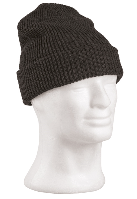 Шапка тактична One size Чорна Mil-Tec ROLLSTRICKMÜTZE POLYACRYL SCHWARZ (12132002)