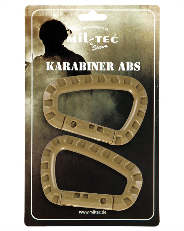 Набір 2 карабіни тактичні Mil-Tec® KARABINER ABS (2 ST./BLISTER) COYOTE (15921005)