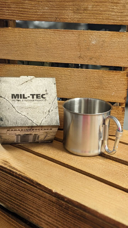 Кружка із карабіном 500мл Нержавіюча сталь Mil-Tec KARABINERBECHER 500 S/STEEL BLANK (14607900-500) — фото 2