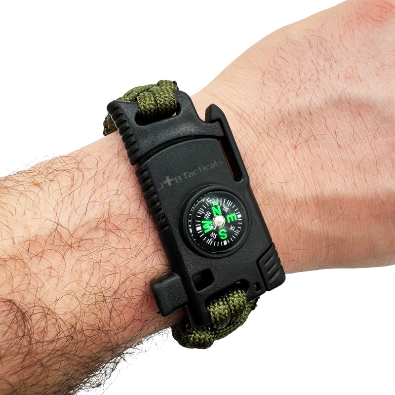 Браслет з паракорду JB Tacticals з компасом Paracord Survival Bracelet Olive (JB-ACS-0032-GRN)
