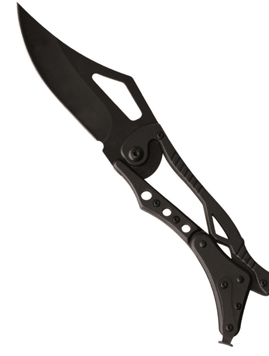 Ніж тактичний Mil-Tec Чорний TASCHENMESSER SCELETON M.TASCHE (15346100)